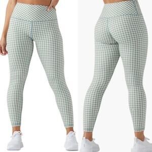 GLYDER Green and White Gingham Plaid Leggings Small